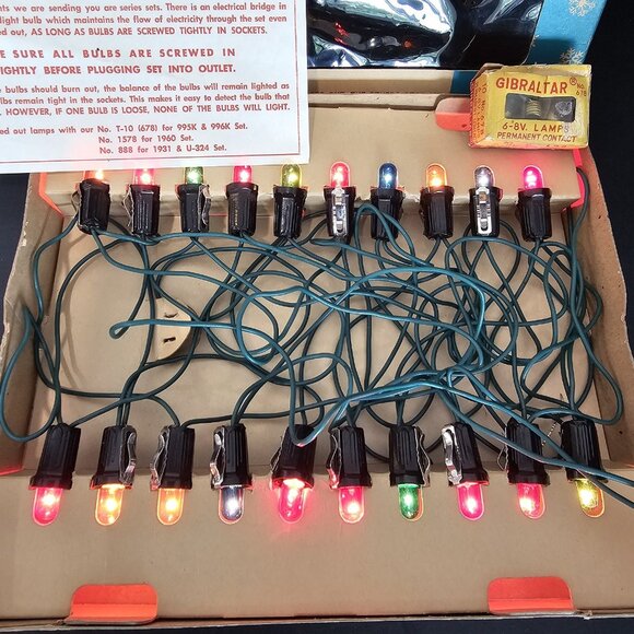 Stayz-Lit Vintage Christmas String Light Set WORKS with Box And Spare Bulbs 996K - Picture 3 of 15